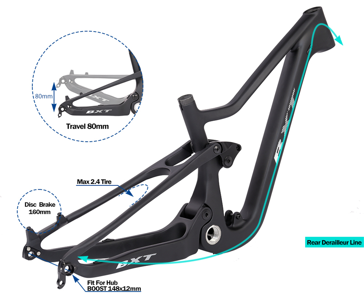 T1000 Carbon Fiber Full Suspension Mountain Bike Frame